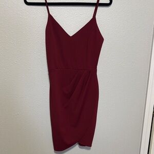 Lulu's Burgundy Mini Dress with Spaghetti Straps